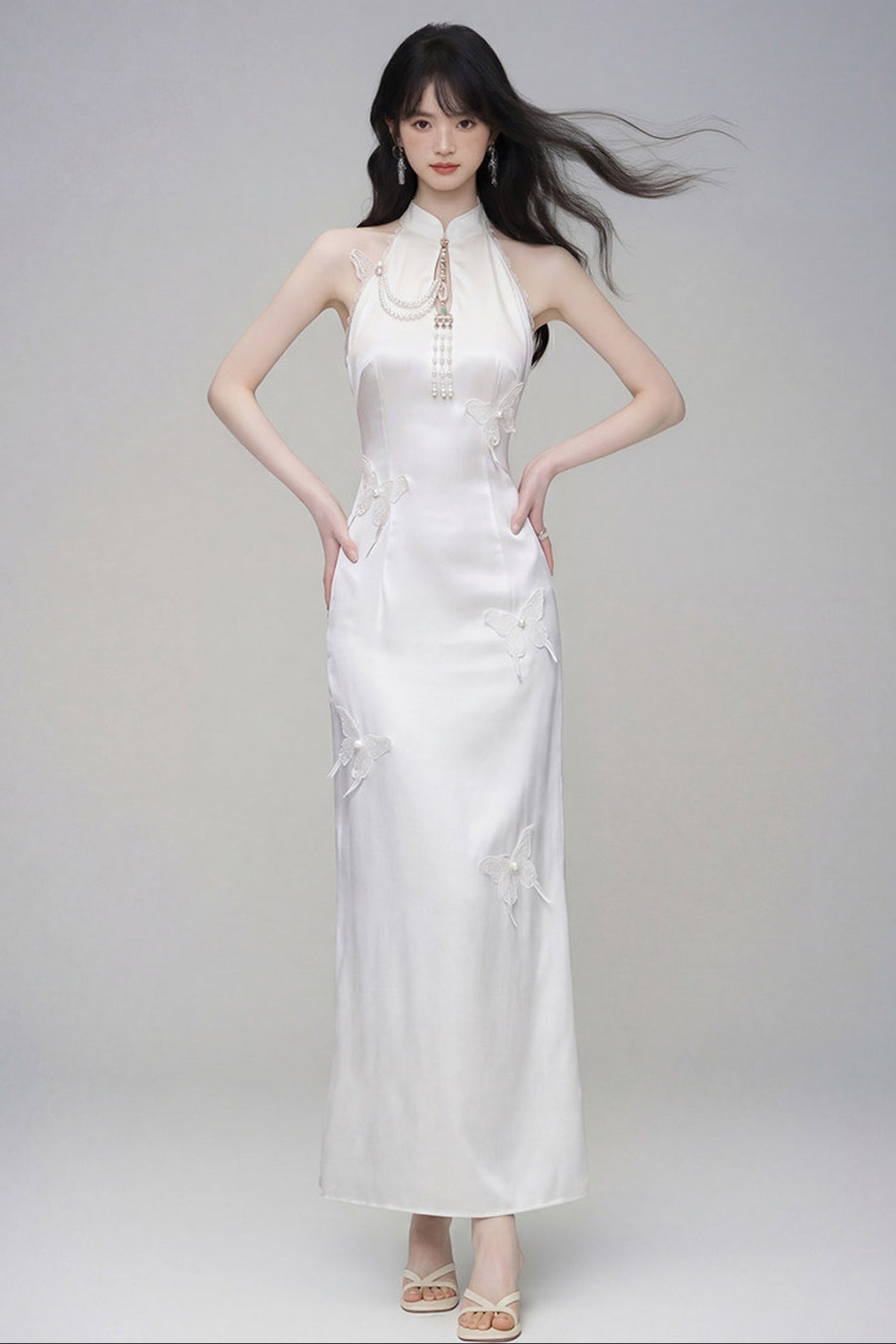 Butterfly Embroidered Cheongsam Dress