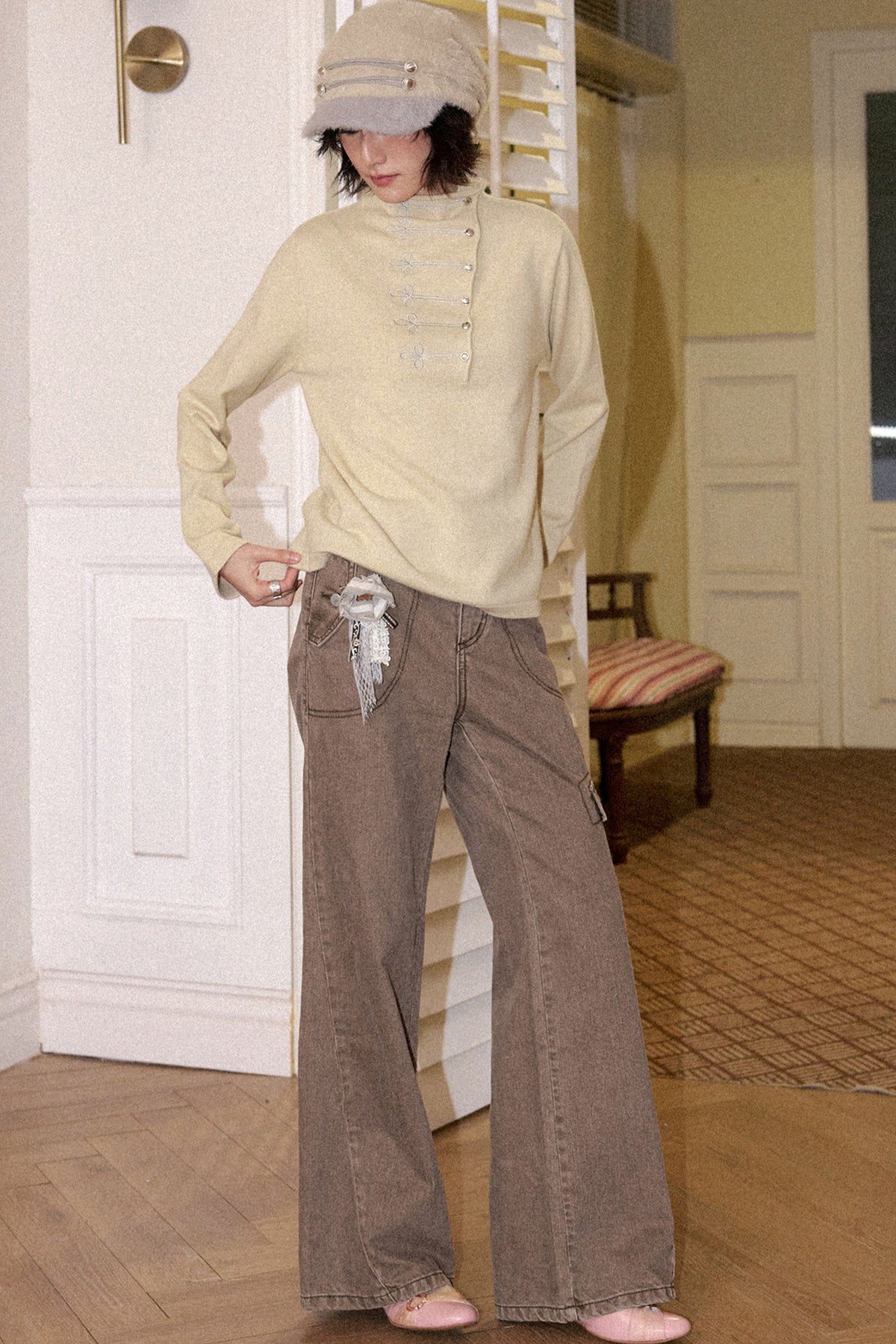 Bamboo Cotton Flared Workwear Pants