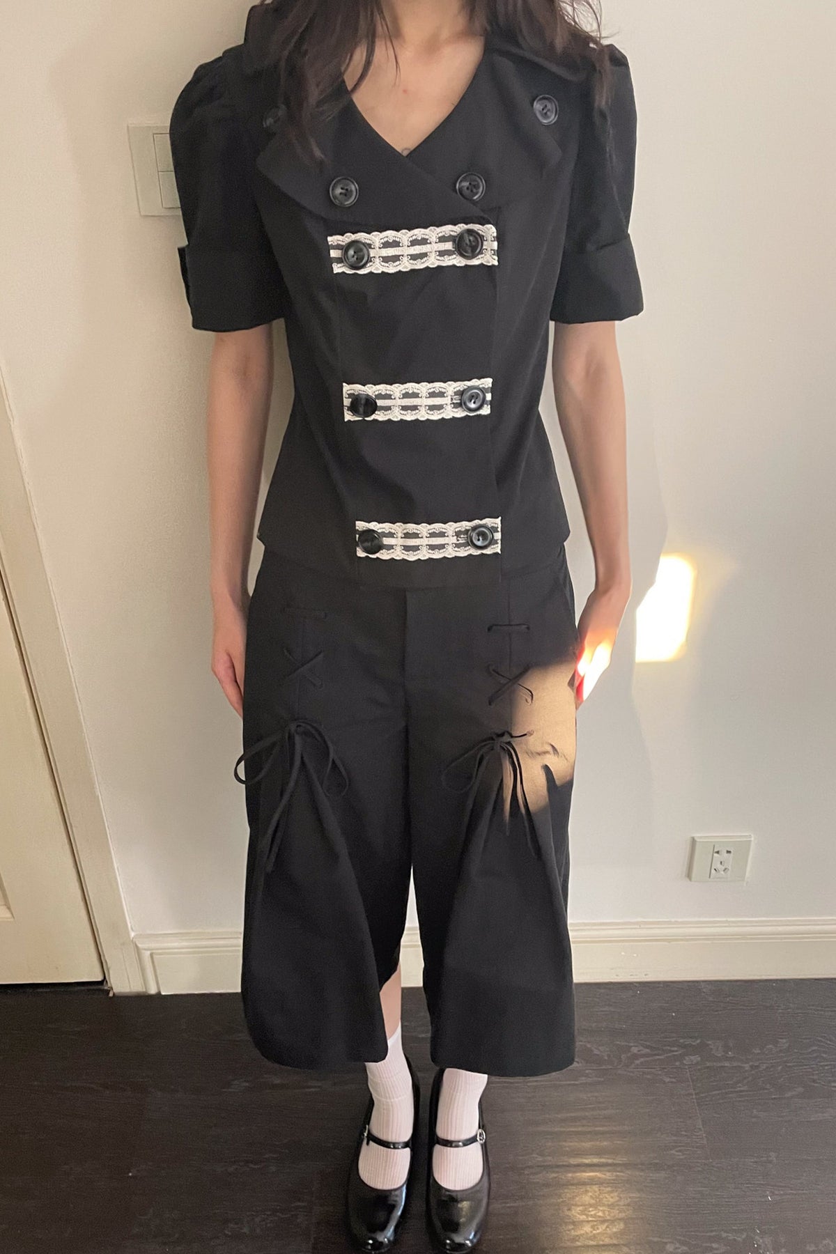 Bow Tie Wide-Leg Pants