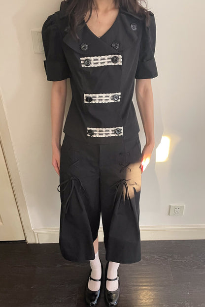 Bow Tie Wide-Leg Pants