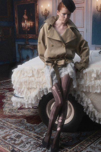 Double-Breasted Tie-Waist Trench Coat