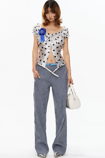 Polka Dot Glossy Cardigan Top
