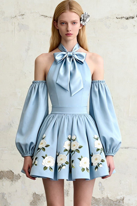 Clear Sky Floral Off-Shoulder Dress