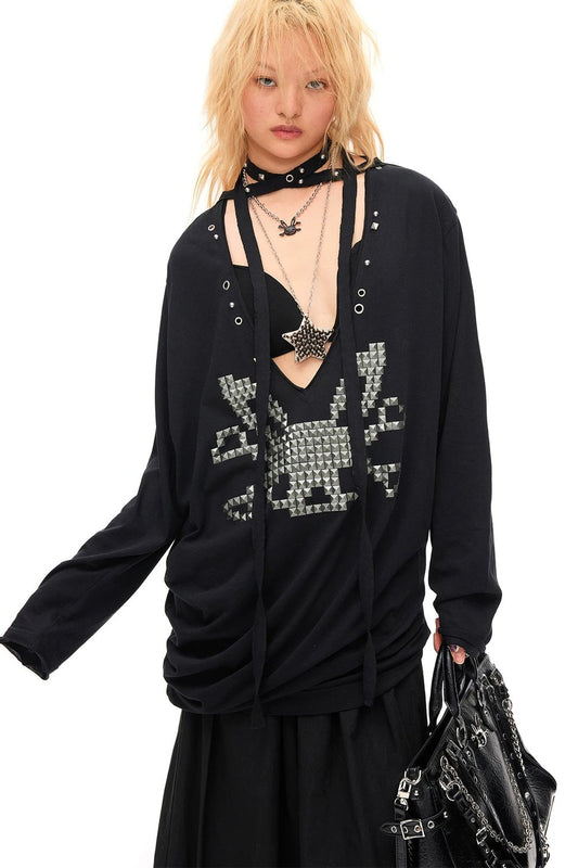 Studded Rabbit Skull Top