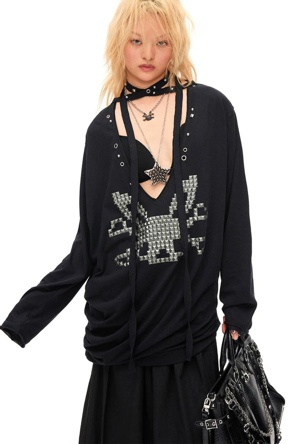 Studded Rabbit Skull Top