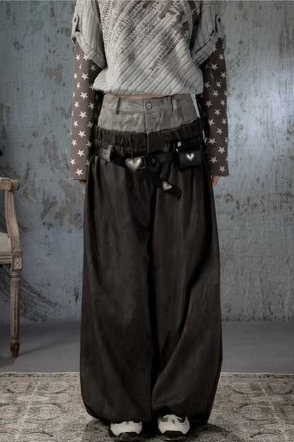 Double-Waist Belted Pants