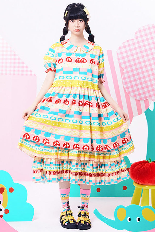 Japanese Style Printed Cake Dress