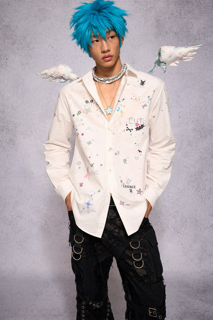 Plaid Floral Print Angel Collar