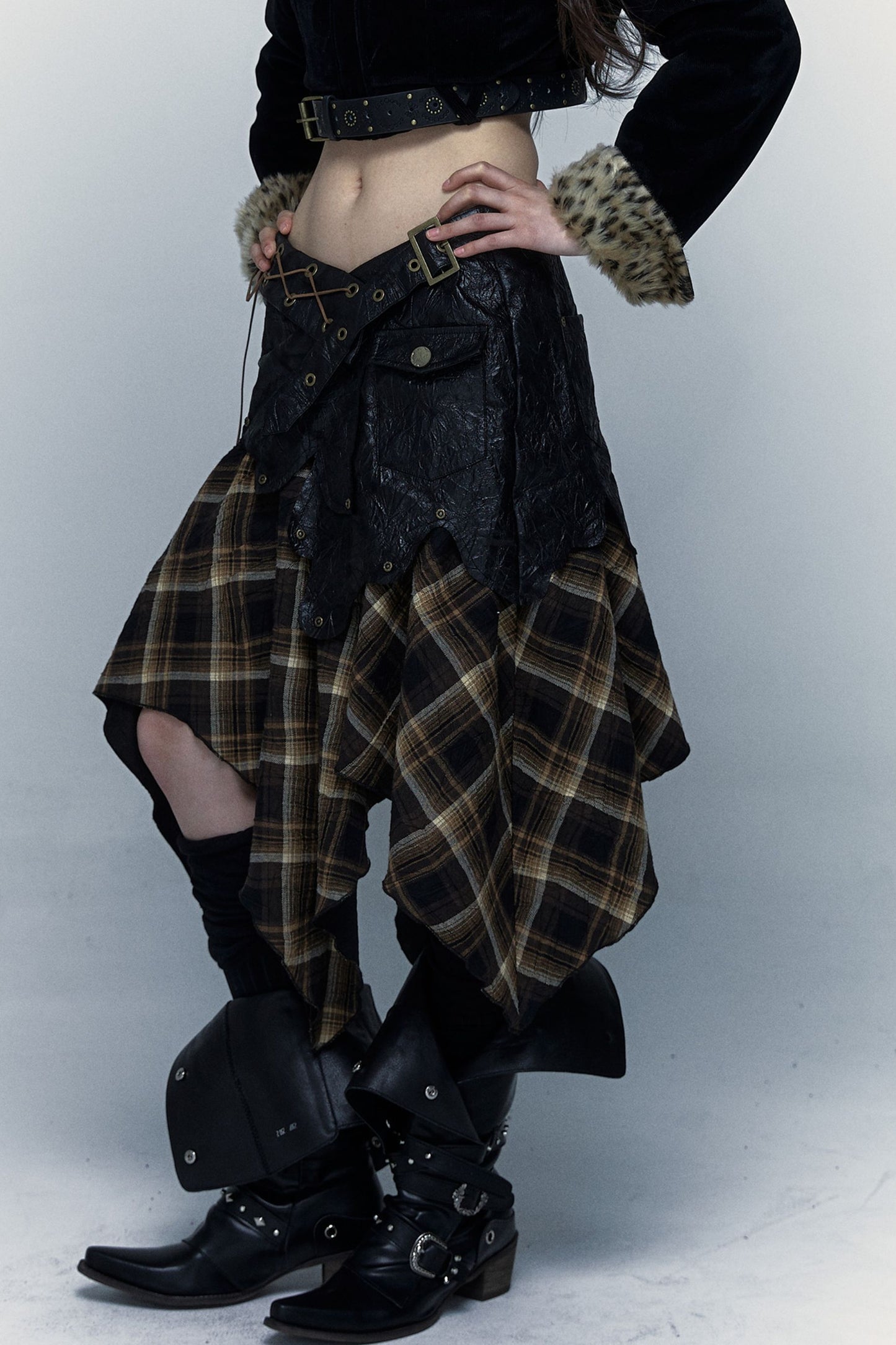 Dark Punk Patchwork Skirt