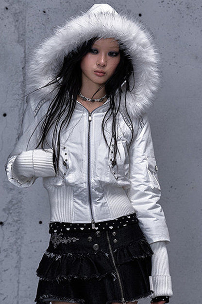 Hooded Fur Collar Parka Outer