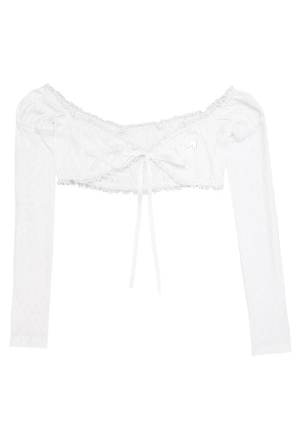 Top in maglia con pizzo a forma di cuore