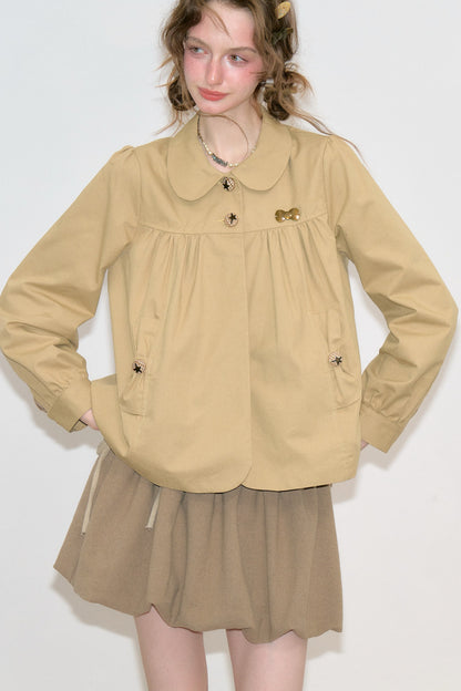 Khaki Doll Collar Jacket