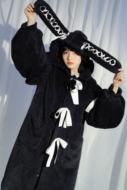 Bunny Ear Fluffy Bow Coat