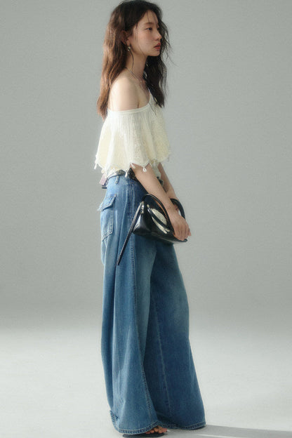 Off-Shoulder Ruffled Knit Top
