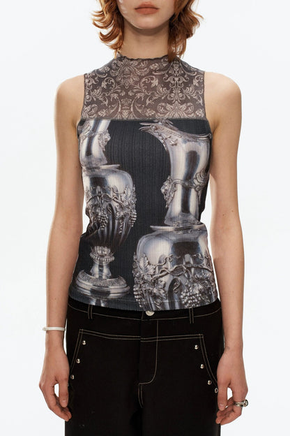 Silver Wine Bottle Patchwork Vest