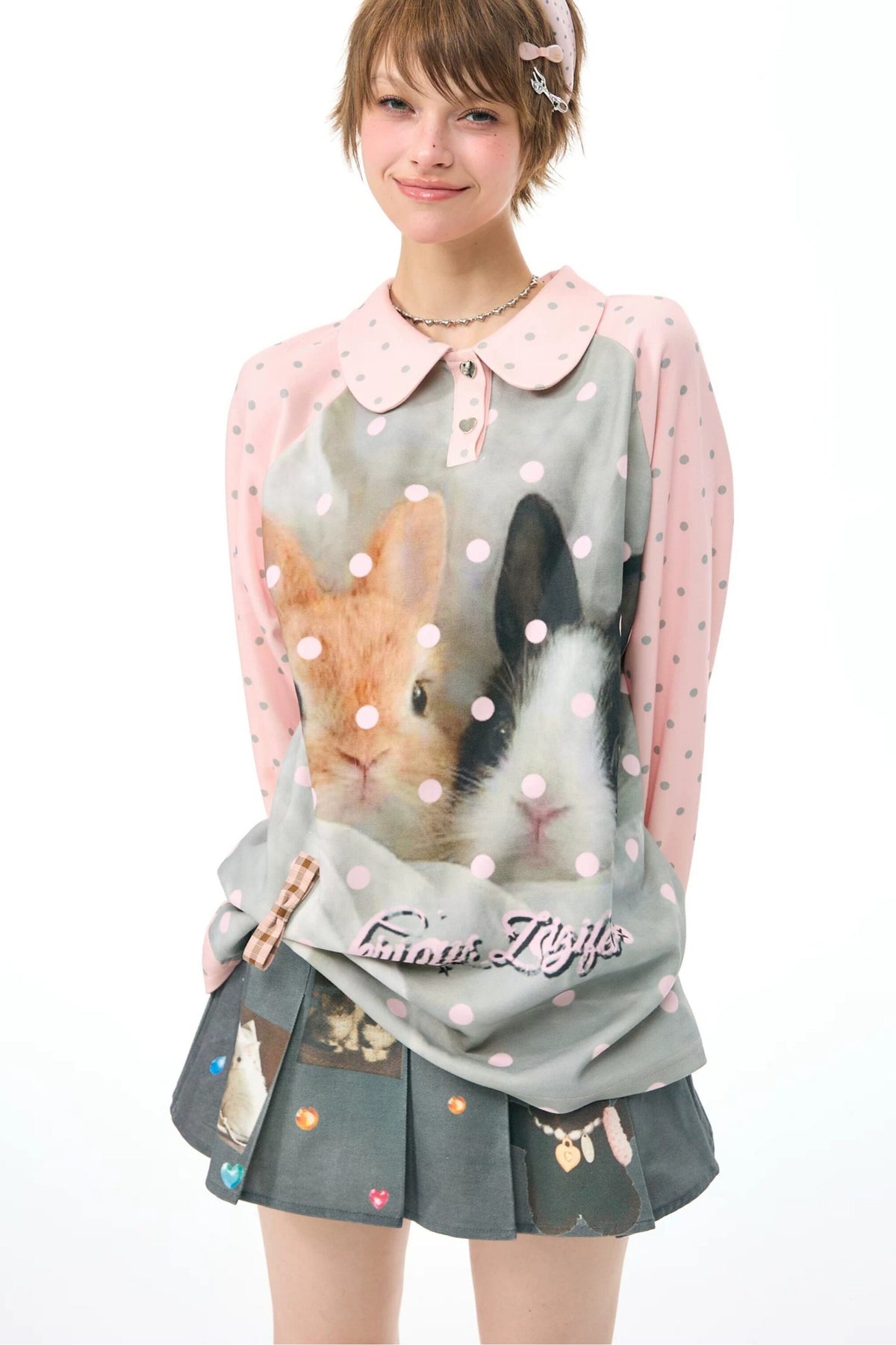 Pink Rabbit Polka Dot Sweatshirt