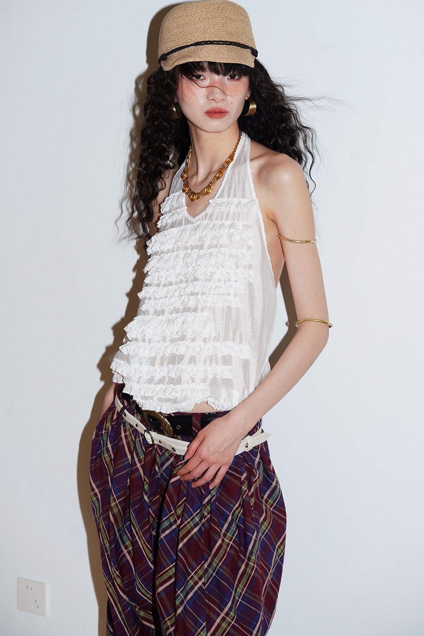 Lyocell Ruffle Halter Top