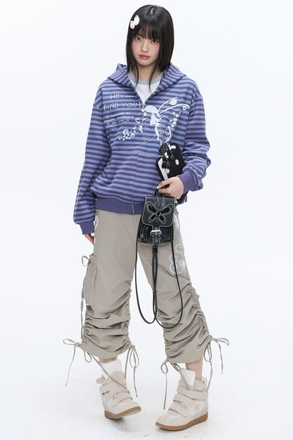 Butterfly Striped Zip Hoodie