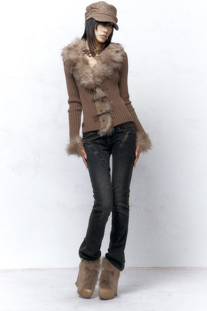 Two-Way Deconstructed Zipper Flared Jeans
