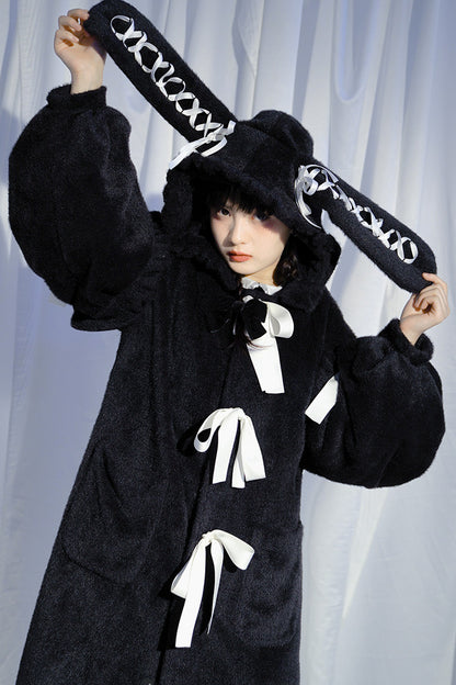 Bunny Ear Fluffy Bow Coat