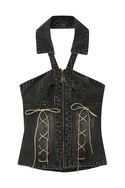 Retro Denim Halter Top