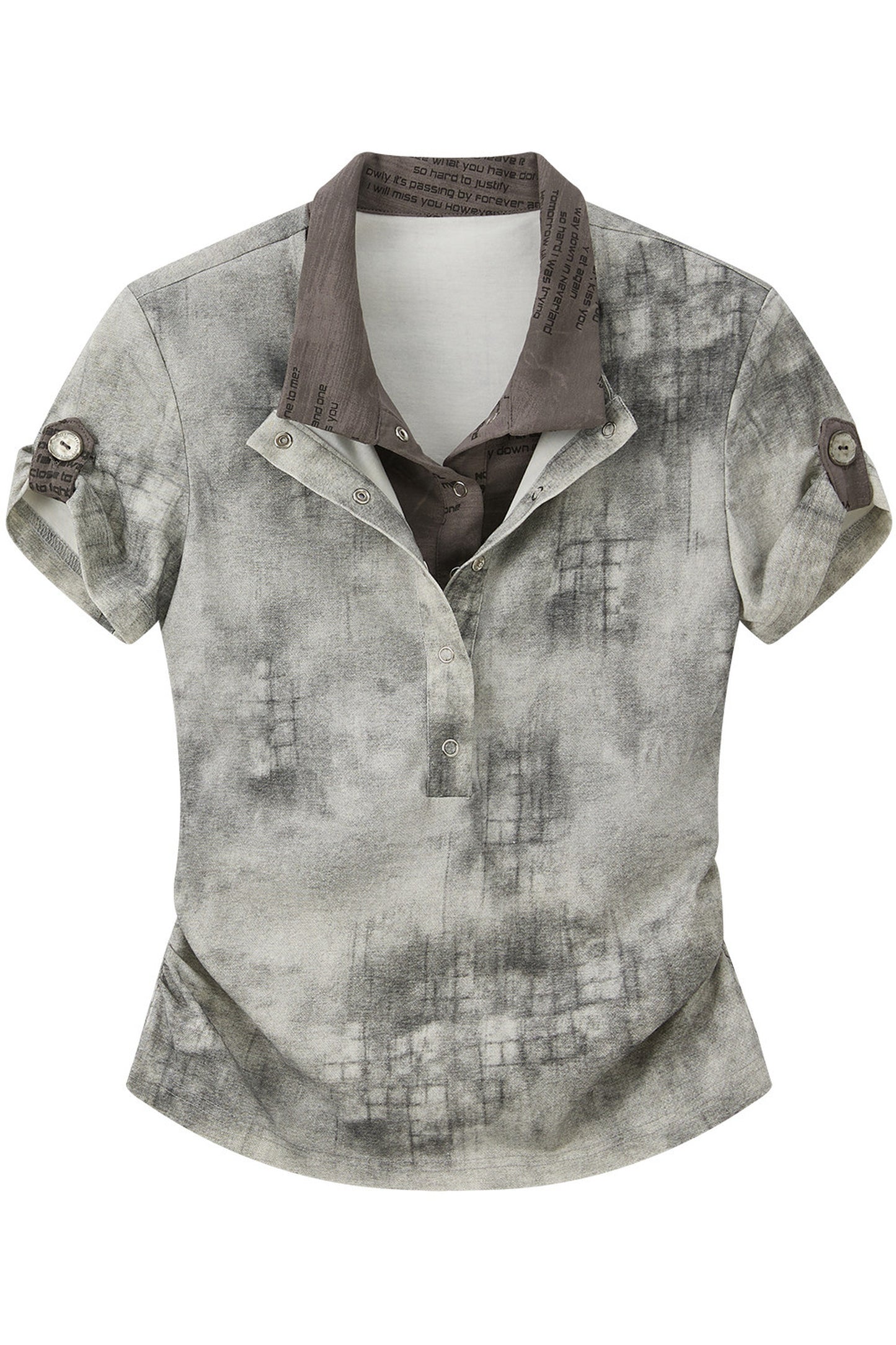 Tie-Dye Short-Sleeved Lapel Top