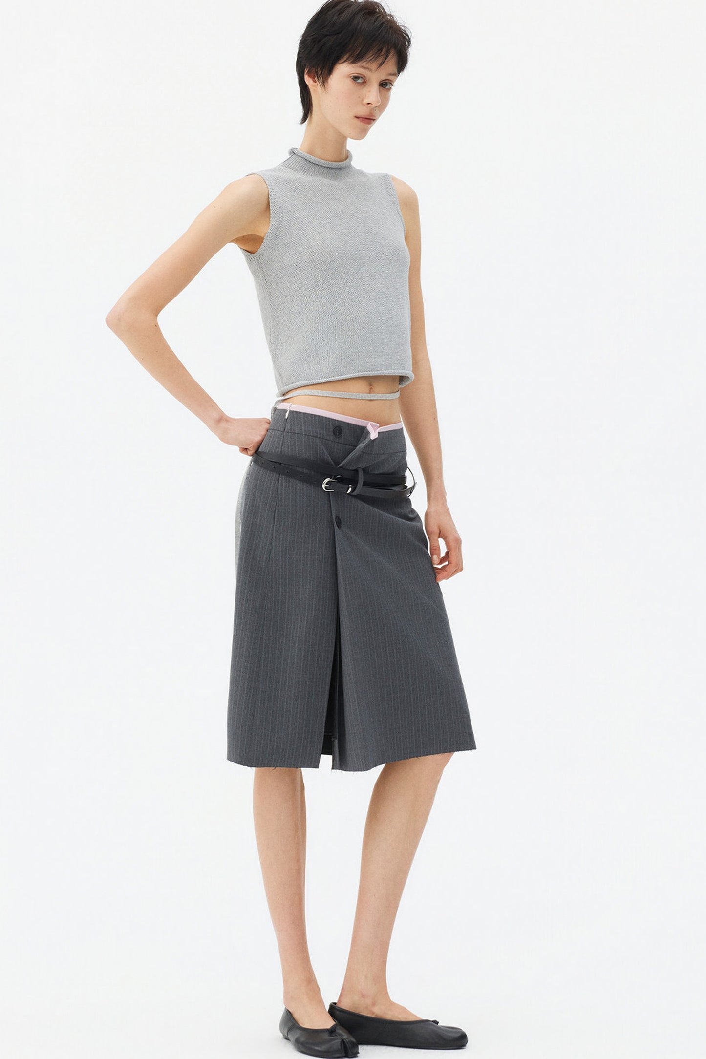 Deconstructed Asymmetrical Slit Skirt