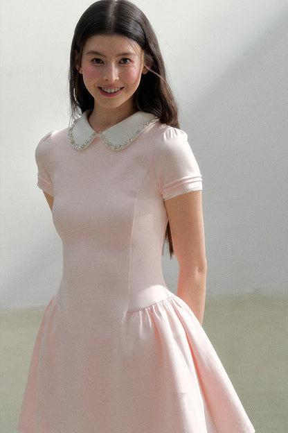 Retro Rhinestone Air Layer Dress
