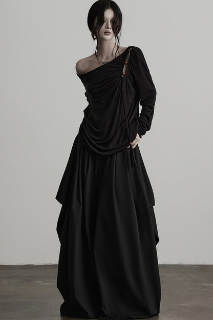 Beaded Lyocell Wool Knit Long Sleeve Top