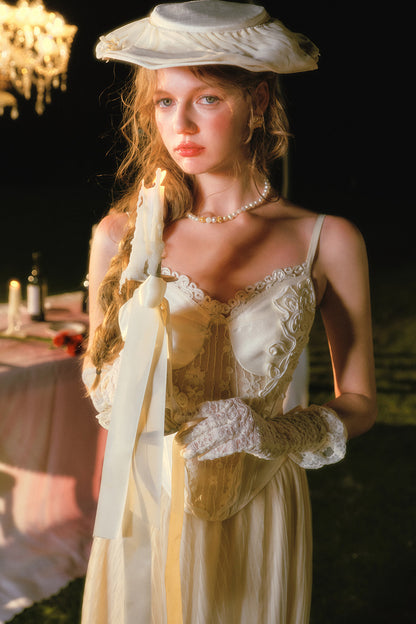 White Rose Fishbone Camisole and Skirt Set-Up