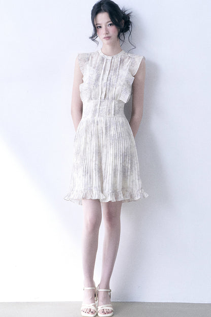 Floral Chiffon Pleated Dress