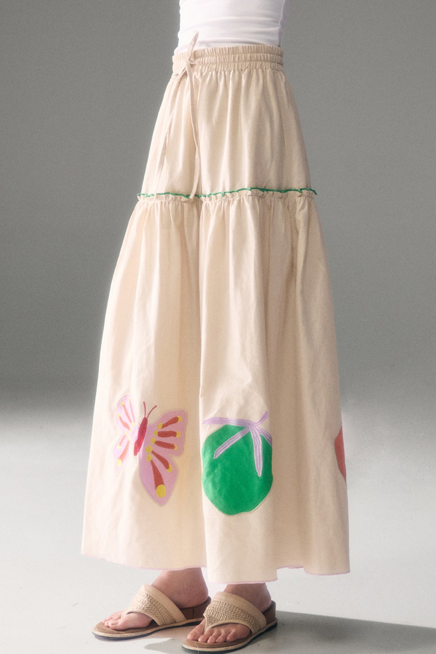 Tencel Butterfly Embroidered Skirt