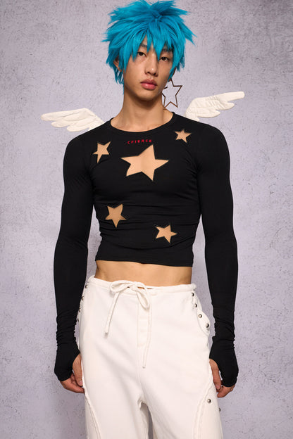 Angel Wings Star Cutout Long-Sleeve Top