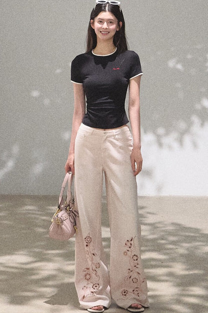 Color-Block Embroidered Summer Top