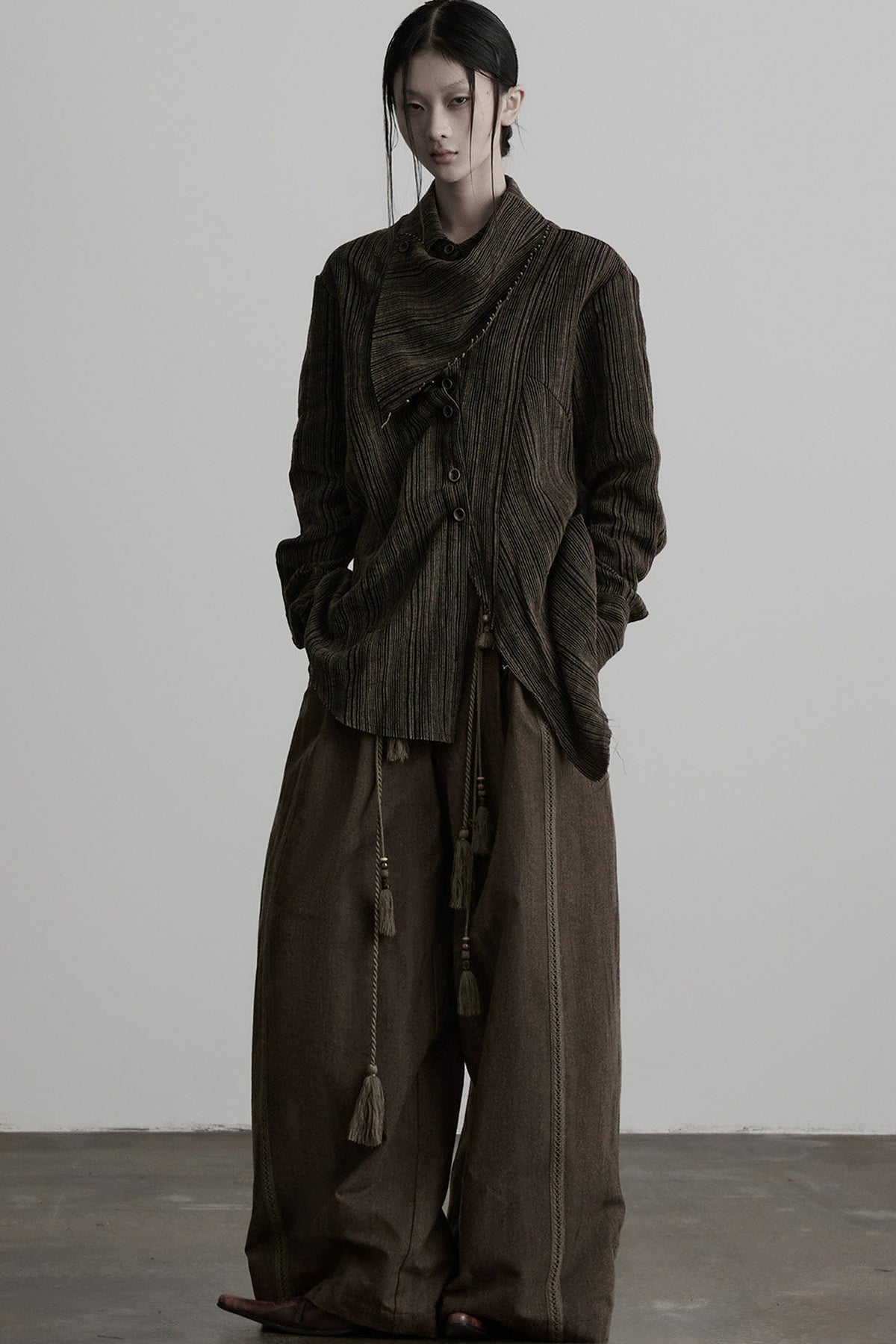 Multi-Belt Straight-Leg A-Line Wide Pants
