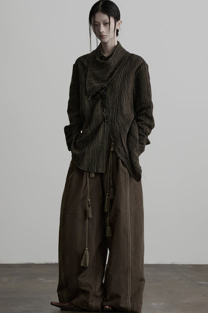 Multi-Belt Straight-Leg A-Line Wide Pants