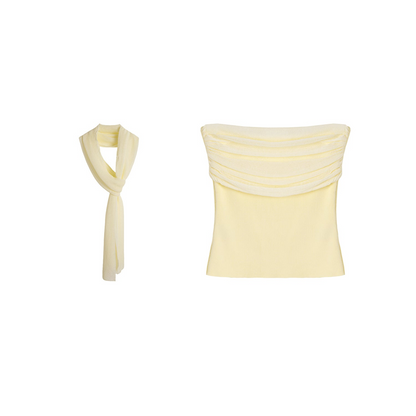 Misty Light Pleated Tulle Blouse Set