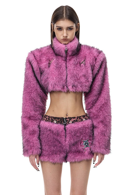 Y2K Gradient Short Fur Jacket