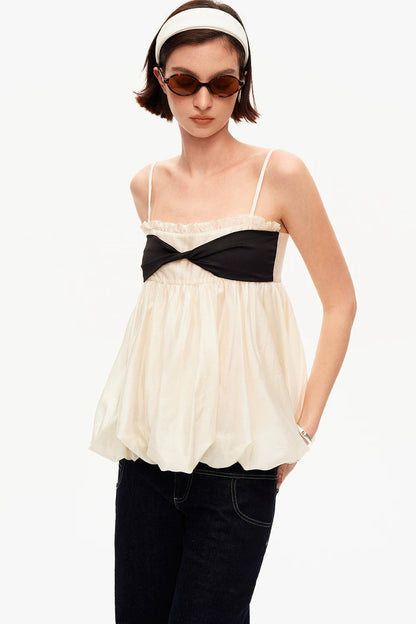 Tencel Knotted Strap Ruffle Tube Top