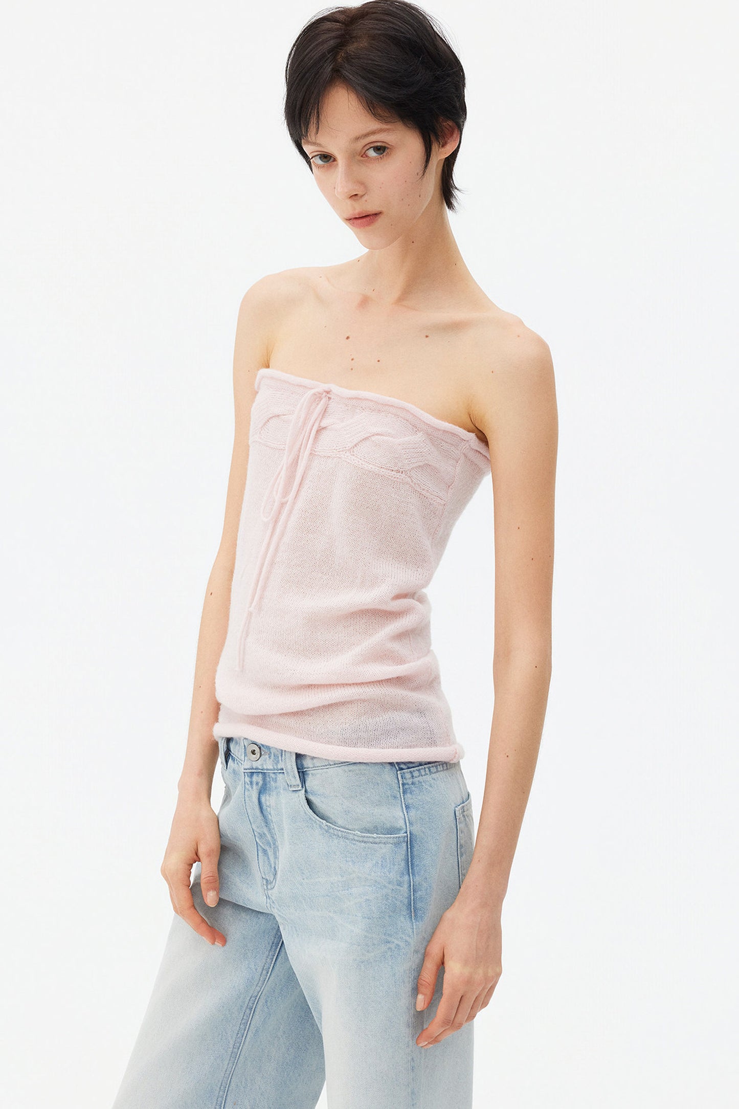 Wool Mohair Cable Knit Top