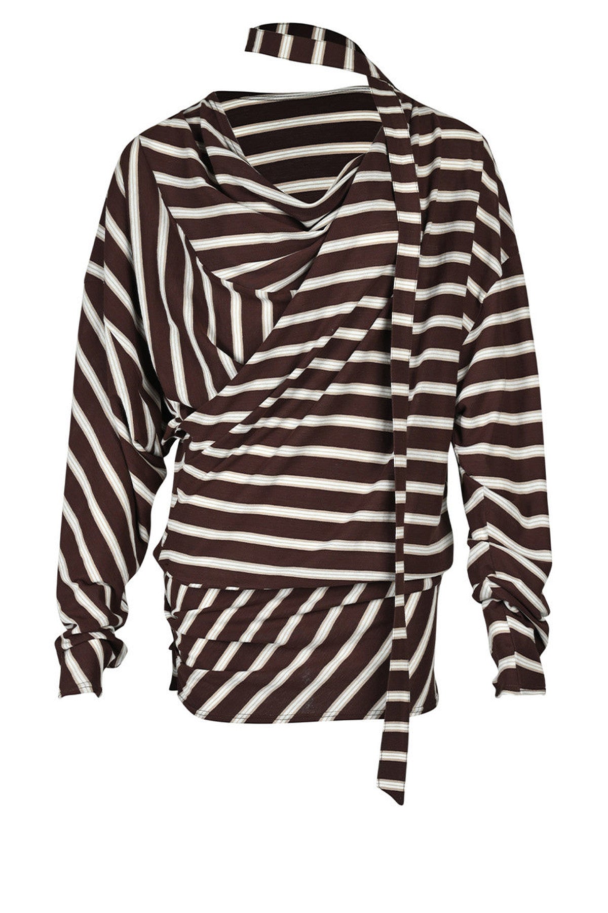 Asymmetrical Striped Long-Sleeve T-Shirt