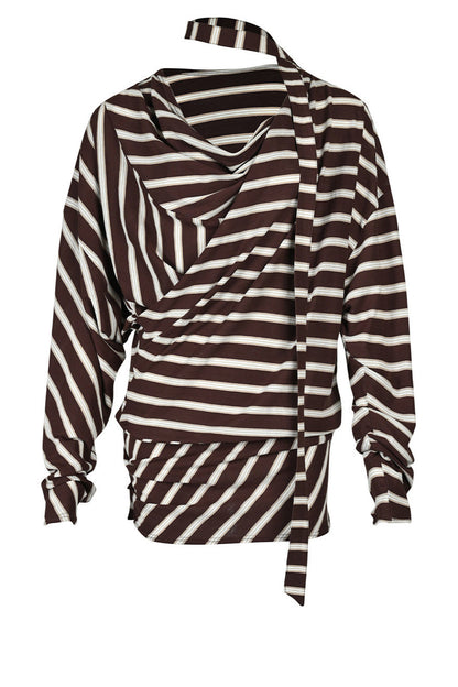 Asymmetrical Striped Long-Sleeve T-Shirt
