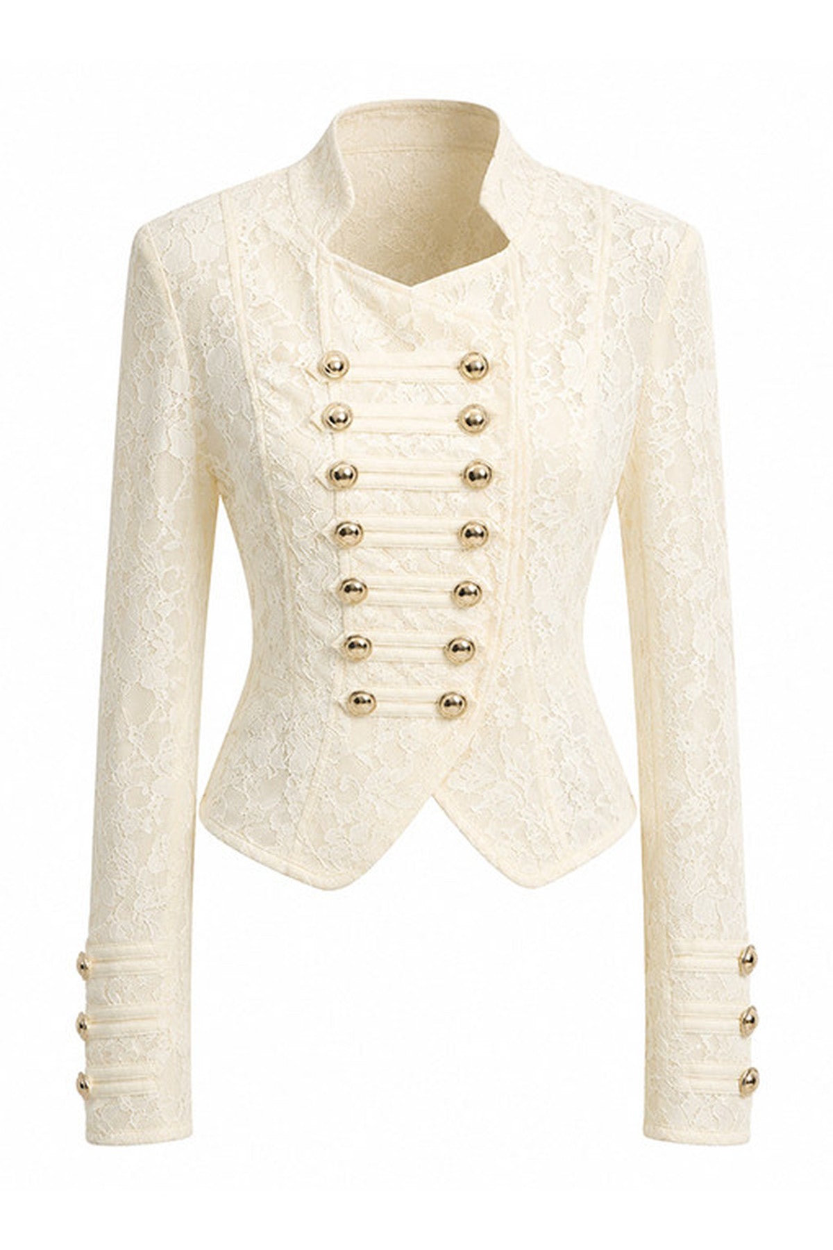 Double-Breasted Asymmetrical Lace Jacket and Skirt Set-Up