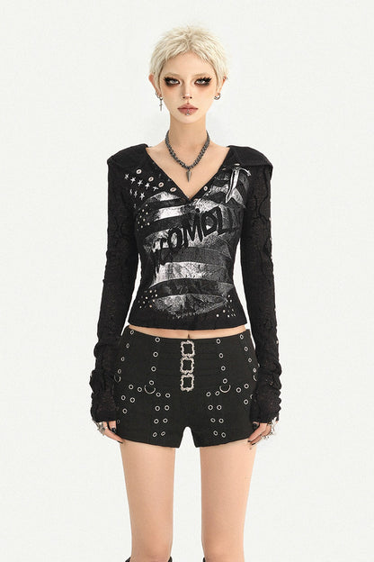 Punk Style Studded Shorts