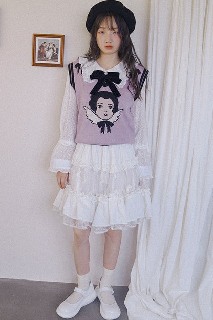 Angel Print Knit Vest