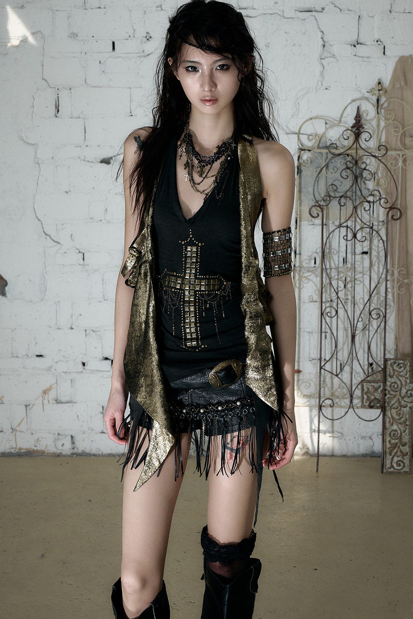 Retro Punk Knitted Halter Top