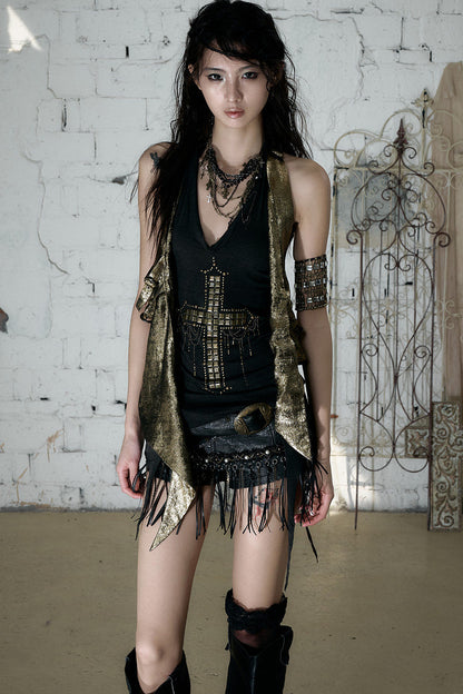 Retro Punk Knitted Halter Top