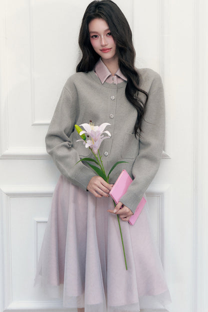 Color-Block Satin Knit Jacket Set-Up