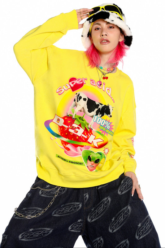 Y2K American Retro Lemon Yellow Sweatshirt