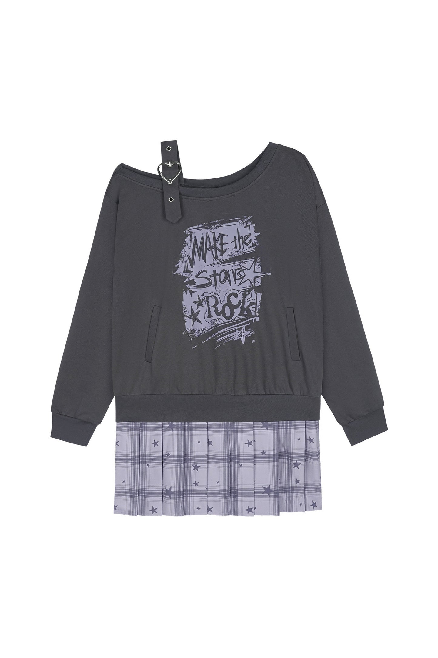 Graffiti Off-Shoulder Hoodie Dress